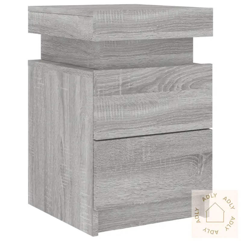 Nattbord Med Led Grå Sonoma 35X39X55 Cm