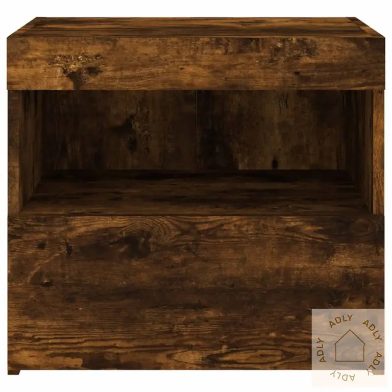 Nattbord Med Led 2 Stk Røkt Eik 50X40X45 Cm