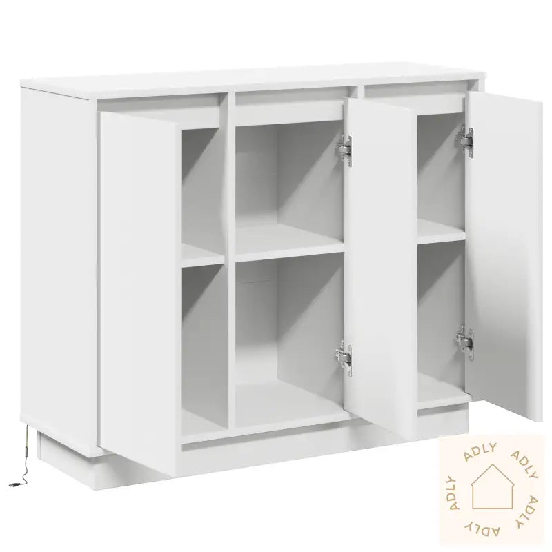 Sideboard Med Led Hvit 90X32X75 Cm Laget Av Tre