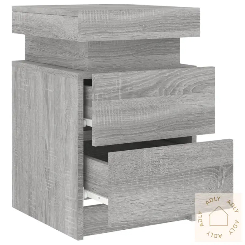 Nattbord Med Led Grå Sonoma 35X39X55 Cm