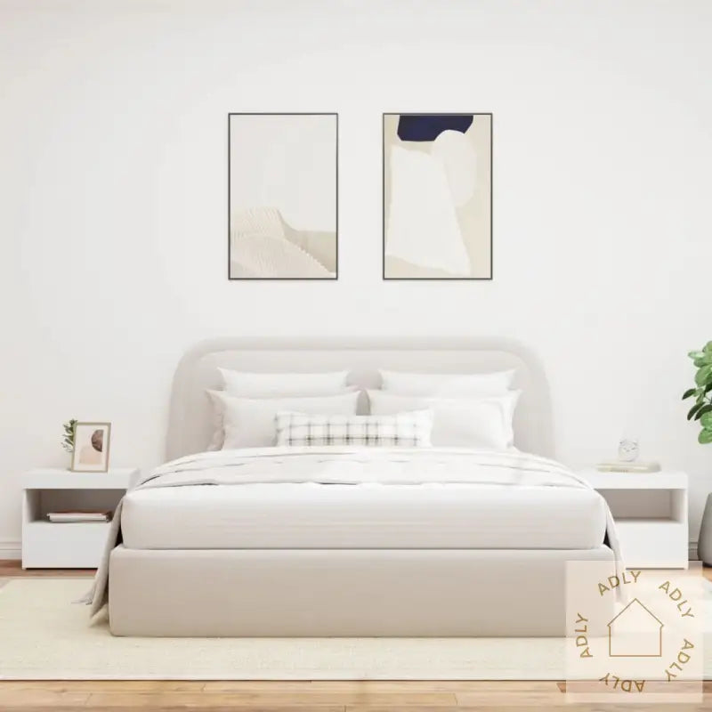 Nattbord Med Led 2 Stk Hvit 50X40X45 Cm