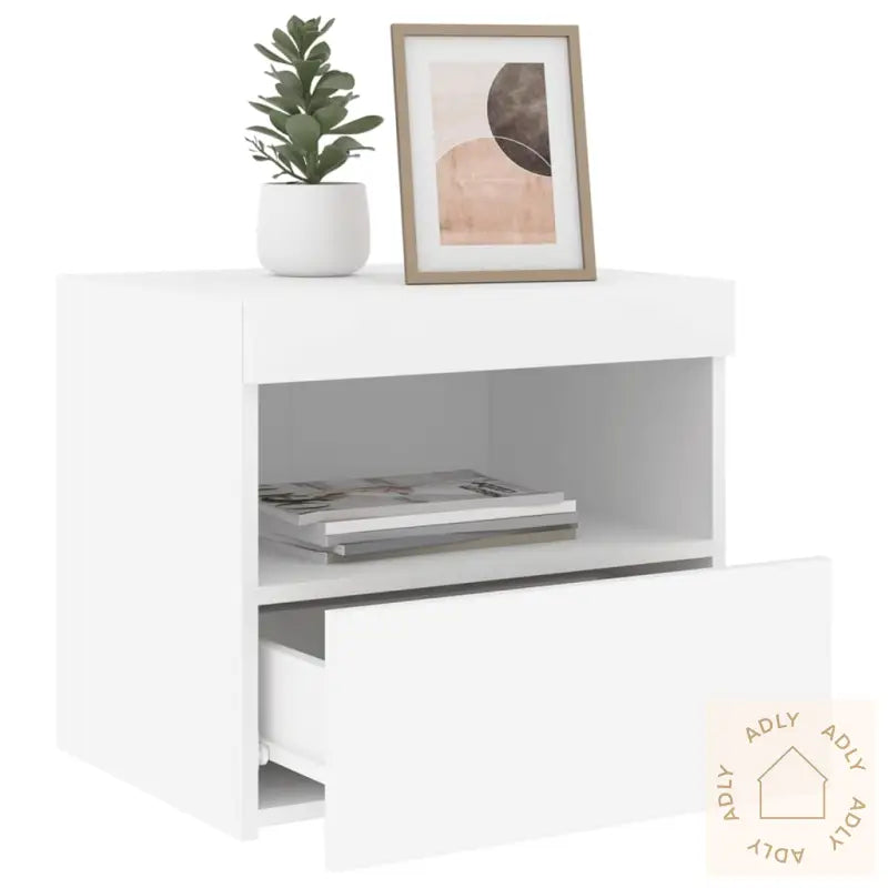 Nattbord Med Led Hvit 50X40X45 Cm