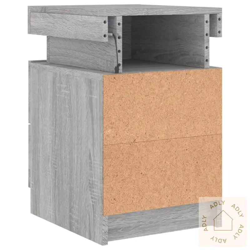 Nattbord Med Led Grå Sonoma 35X39X55 Cm