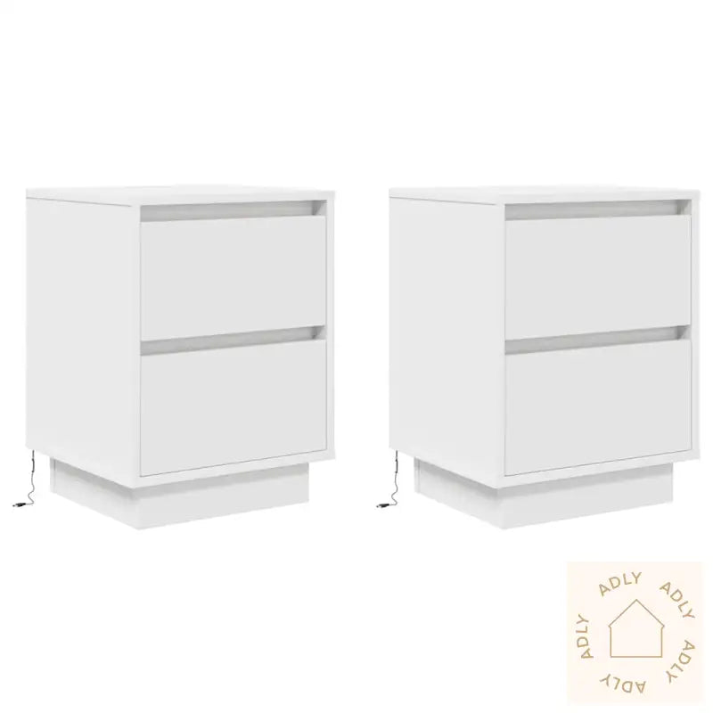 Nattskap Med Led-Lys 2 Stk Hvit 38X34X50 Cm
