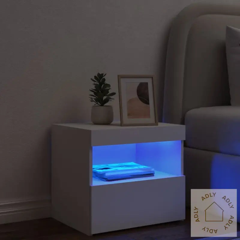 Nattbord Med Led Hvit 50X40X45 Cm