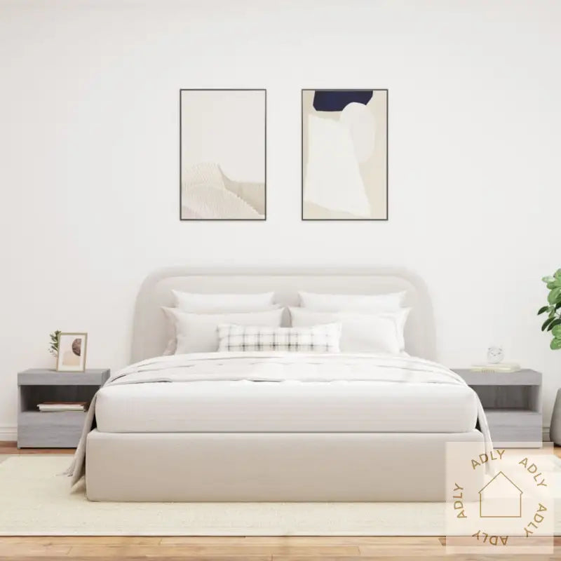 Nattbord Med Led 2 Stk Grå Sonoma 50X40X45 Cm