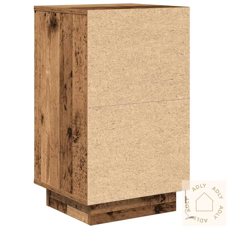 Nattbord Med Led-Lys Gammelt Tre 38X34X65 Cm