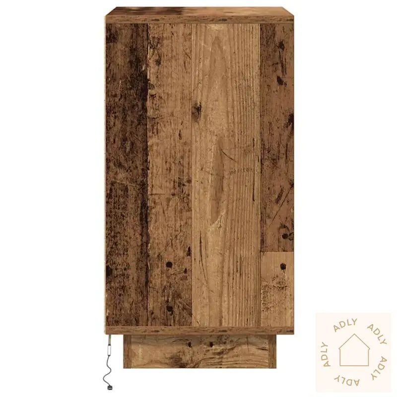 Nattbord Med Led-Lys Gammelt Tre 38X34X65 Cm