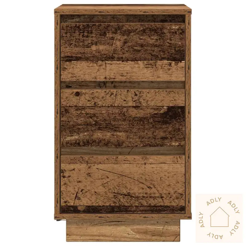 Nattbord Med Led-Lys Gammelt Tre 38X34X65 Cm