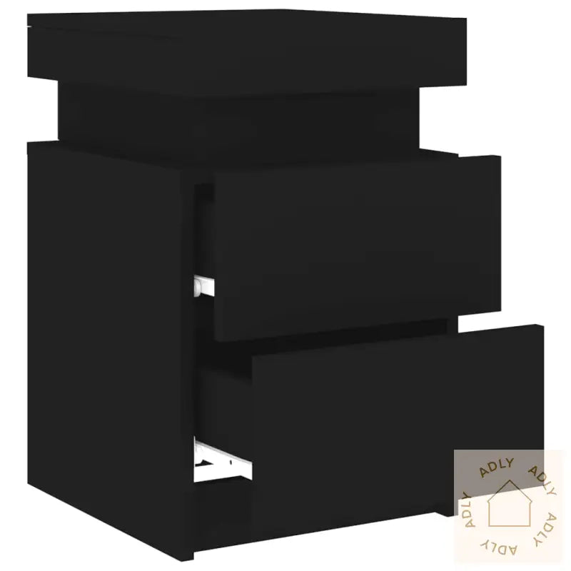 Nattbord Med Led 2 Stk Svart 35X39X55 Cm