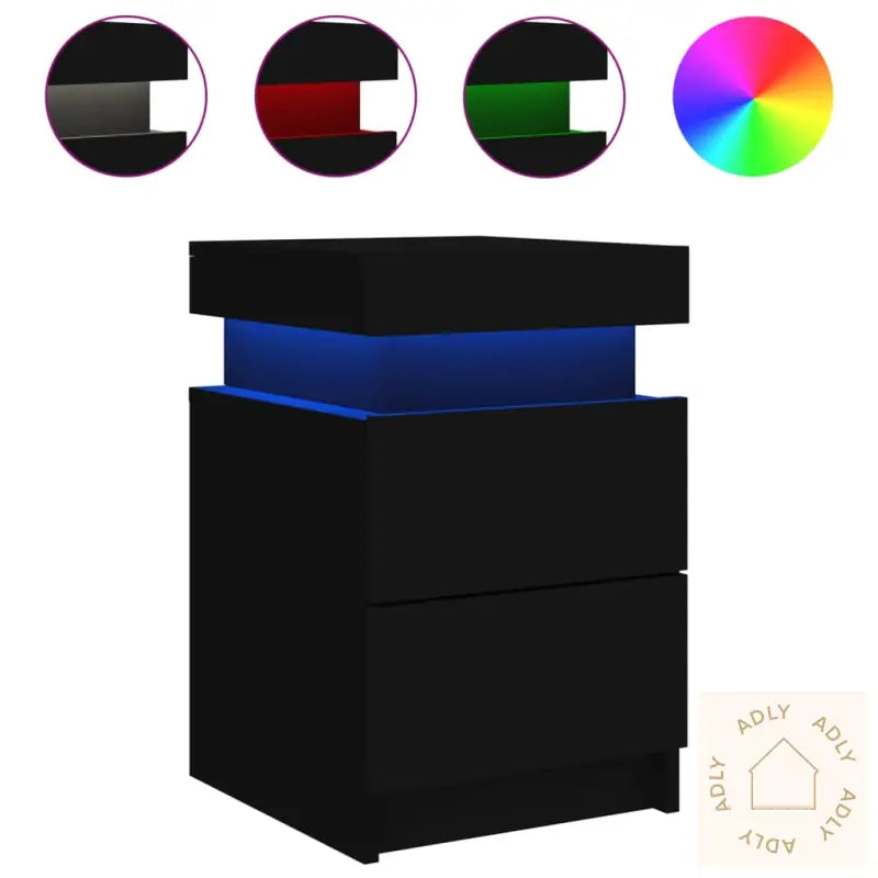 Nattbord Med Led 2 Stk Svart 35X39X55 Cm