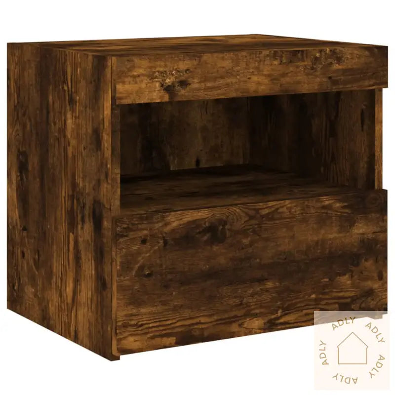 Nattbord Med Led Røkt Eik 50X40X45 Cm