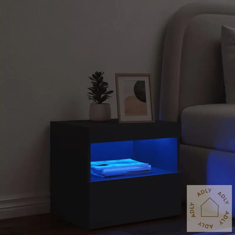 Nattbord Med Led Svart 50X40X45 Cm