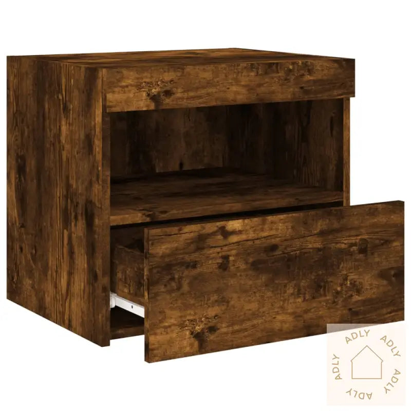 Nattbord Med Led Røkt Eik 50X40X45 Cm
