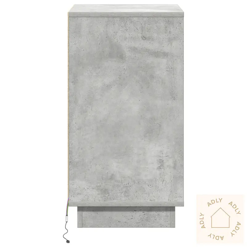 Nattbord Med Led Betonggrå 39X34.5X65 Cm Konstruert Tre