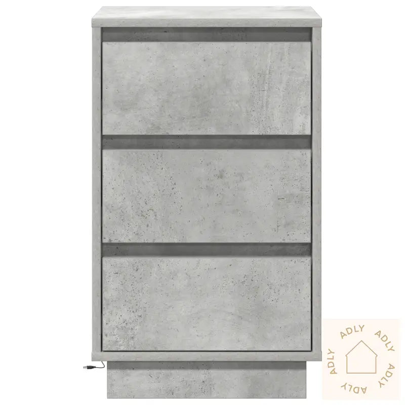 Nattbord Med Led Betonggrå 39X34.5X65 Cm Konstruert Tre