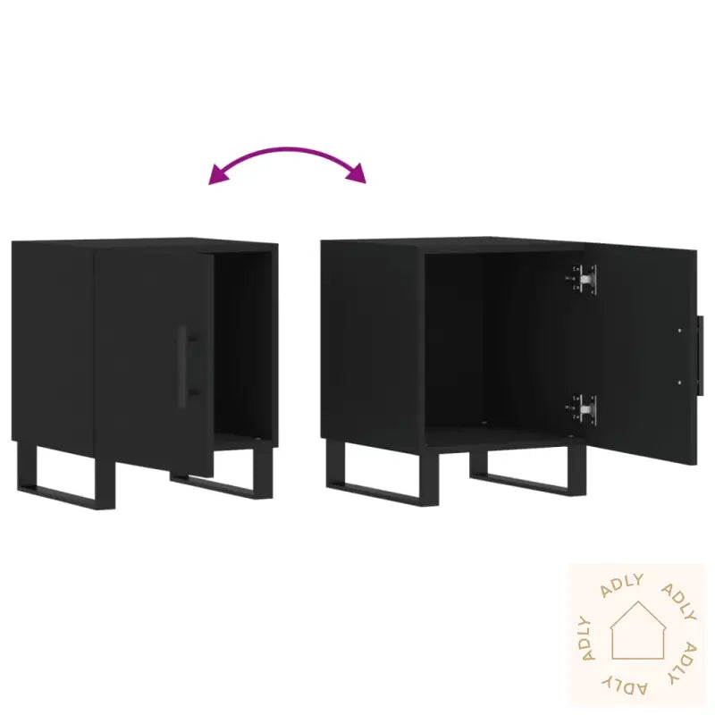 Nattbord 2 Stk Svart 40X40X50 Cm Konstruert Tre