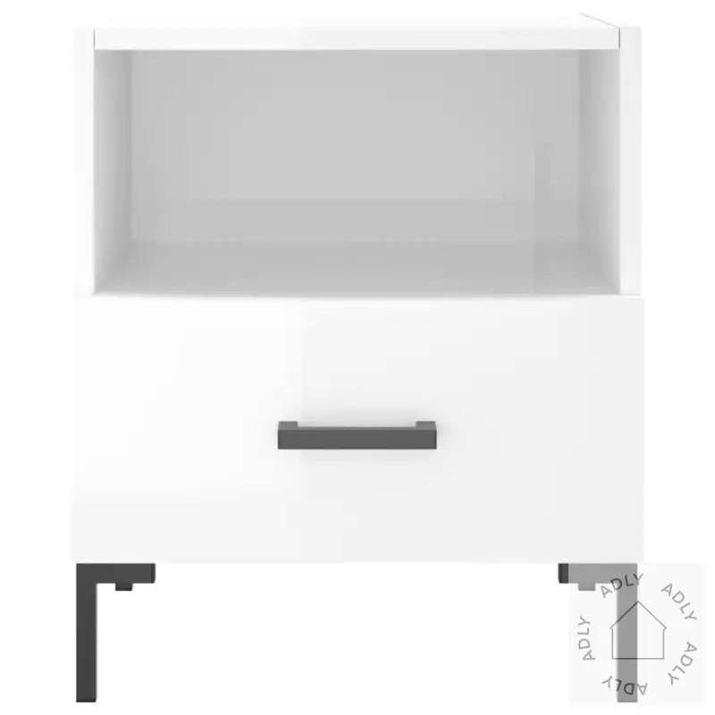 Nattbord 2 Stk Høyglans Hvit 40X35X47,5 Cm Konstruert Tre