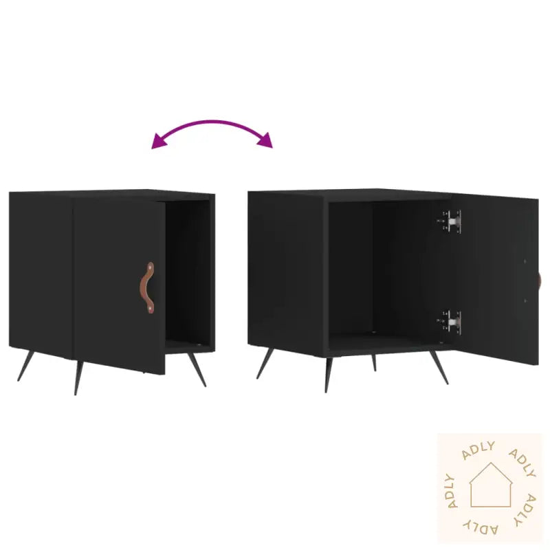 Nattbord 2 Stk Svart 40X40X50 Cm Konstruert Tre