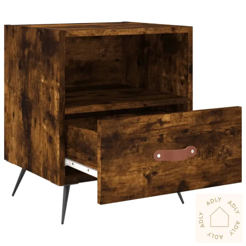 Nattbord 2 Stk Røkt Eik 40X35X47,5 Cm Konstruert Tre