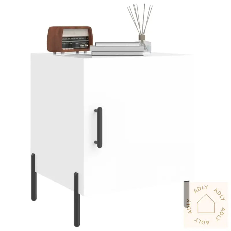 Nattbord Høyglans Hvit 40X40X50 Cm Konstruert Tre