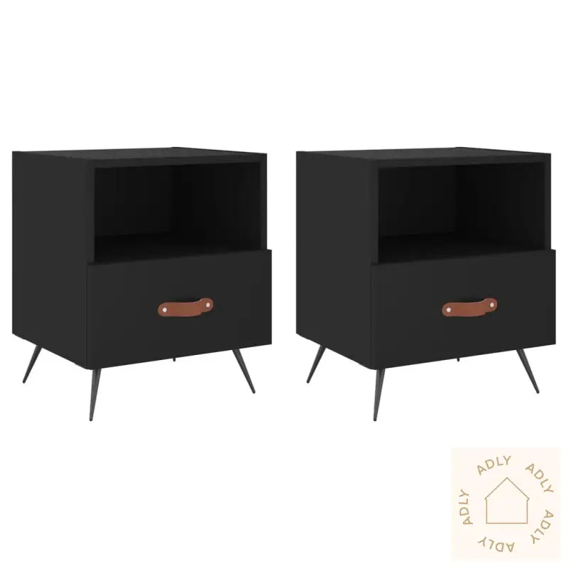 Nattbord 2 Stk Svart 40X35X47,5 Cm Konstruert Tre