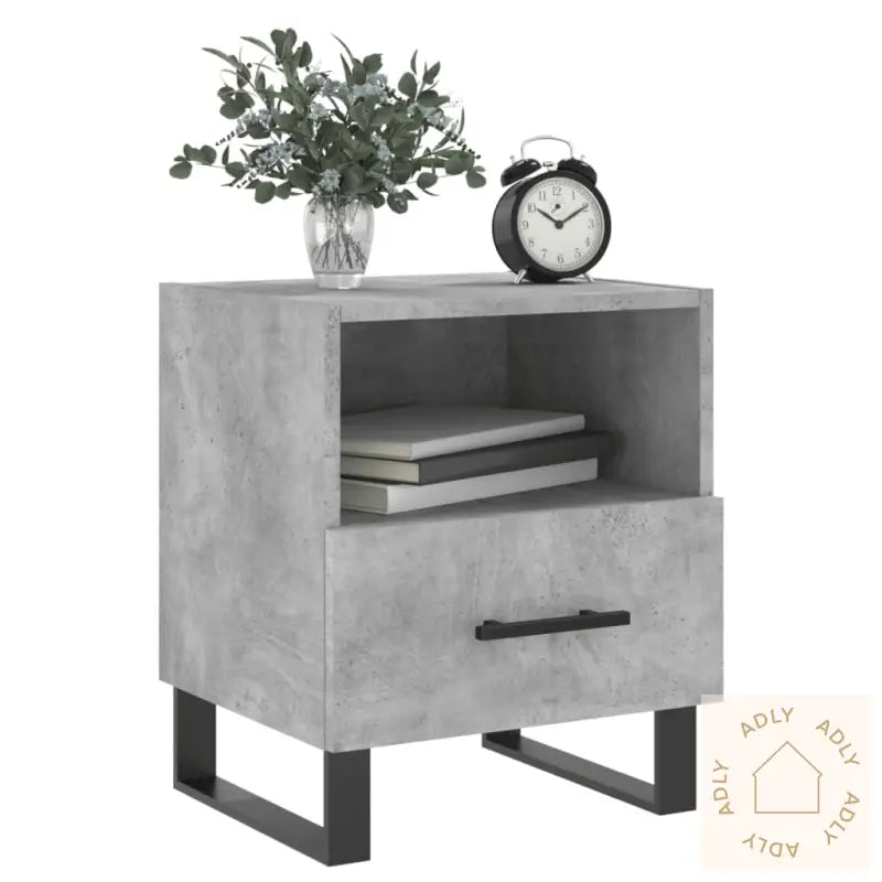 Nattbord 2 Stk Betonggrå 40X35X47,5 Cm Konstruert Tre