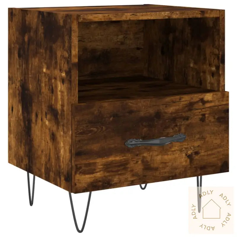 Nattbord 2 Stk Røkt Eik 40X35X47,5 Cm Konstruert Tre