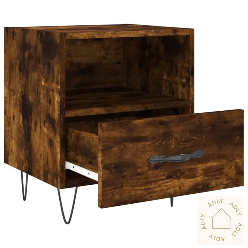 Nattbord 2 Stk Røkt Eik 40X35X47,5 Cm Konstruert Tre