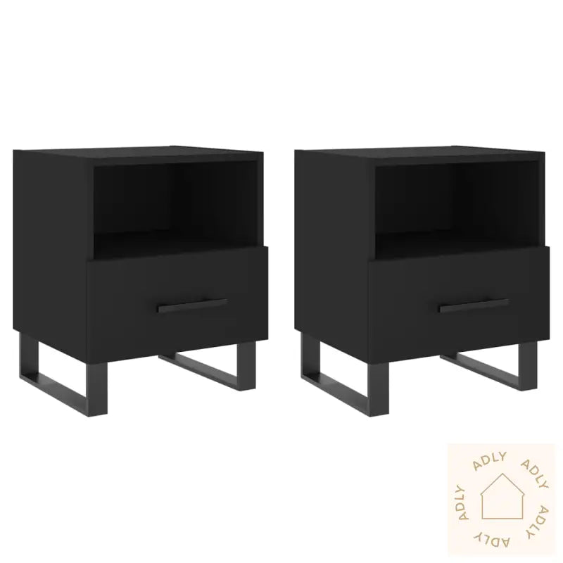 Nattbord 2 Stk Svart 40X35X47,5 Cm Konstruert Tre