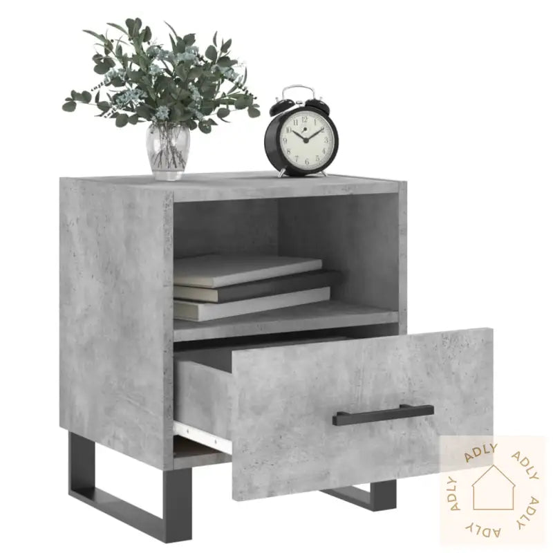 Nattbord 2 Stk Betonggrå 40X35X47,5 Cm Konstruert Tre