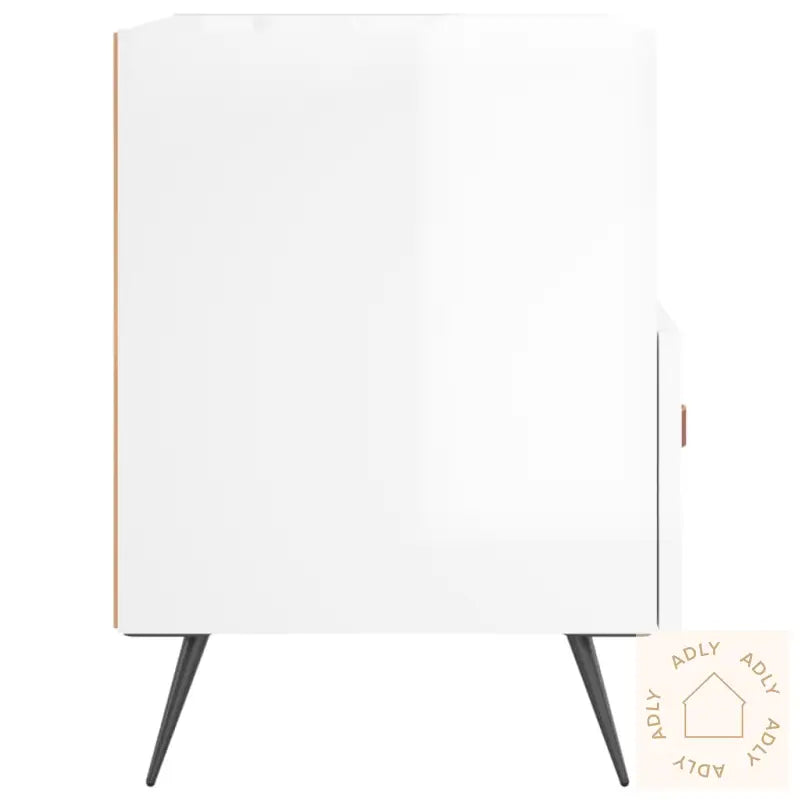 Nattbord 2 Stk Høyglans Hvit 40X35X47,5 Cm Konstruert Tre