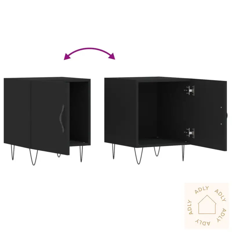 Nattbord 2 Stk Svart 40X40X50 Cm Konstruert Tre