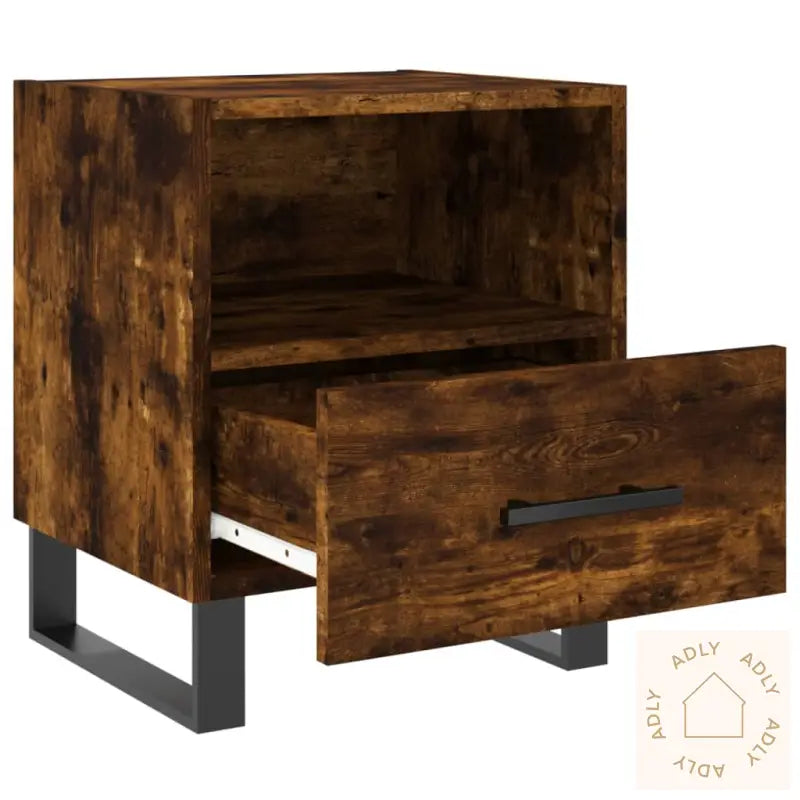 Nattbord 2 Stk Røkt Eik 40X35X47,5 Cm Konstruert Tre