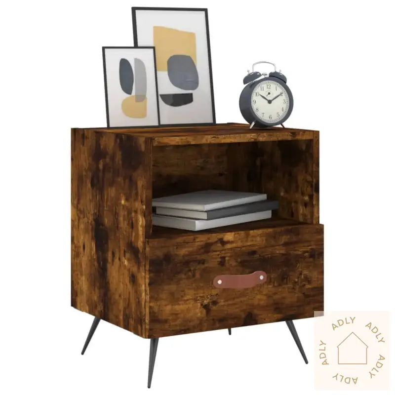 Nattbord 2 Stk Røkt Eik 40X35X47,5 Cm Konstruert Tre