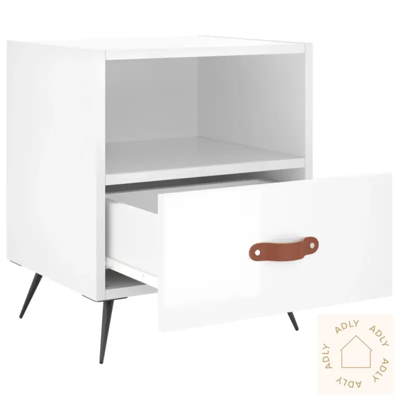 Nattbord 2 Stk Høyglans Hvit 40X35X47,5 Cm Konstruert Tre