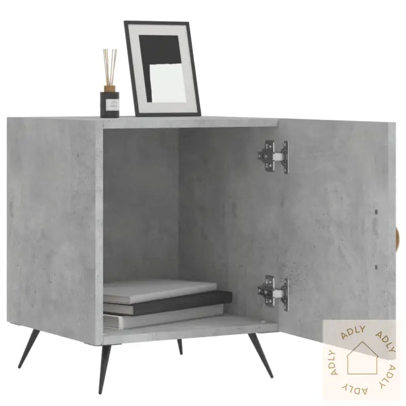 Nattbord 2 Stk Betonggrå 40X40X50 Cm Konstruert Tre