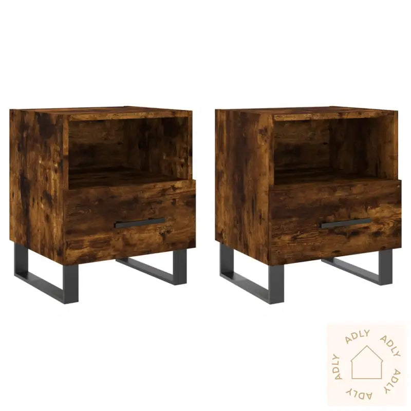 Nattbord 2 Stk Røkt Eik 40X35X47,5 Cm Konstruert Tre