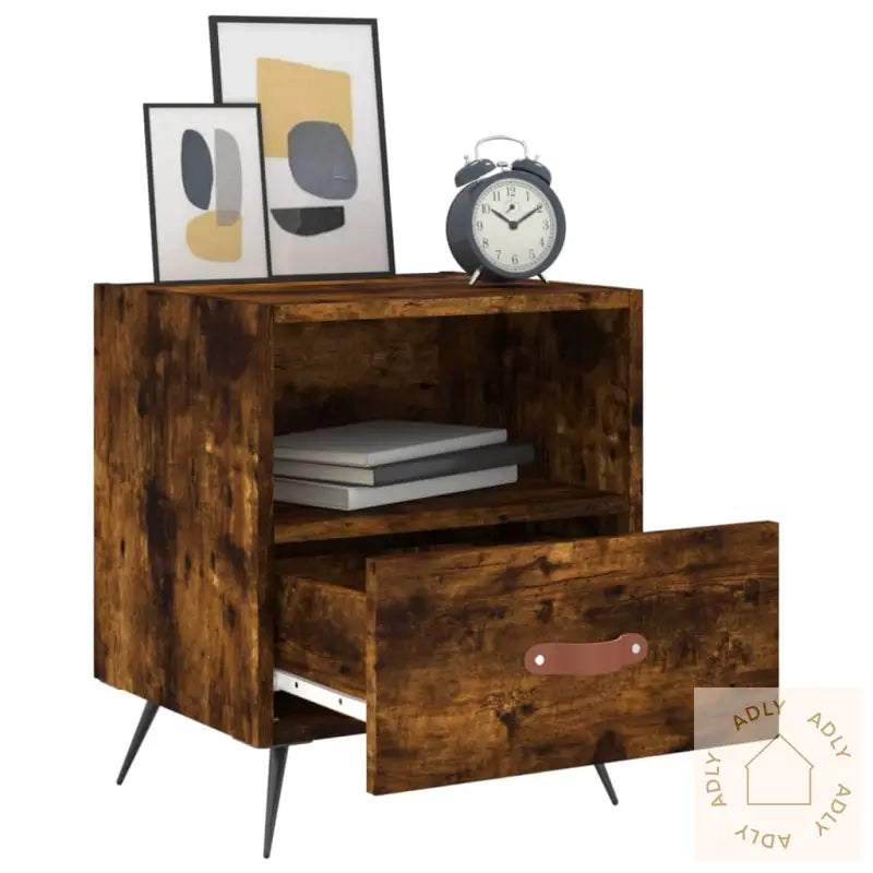 Nattbord 2 Stk Røkt Eik 40X35X47,5 Cm Konstruert Tre
