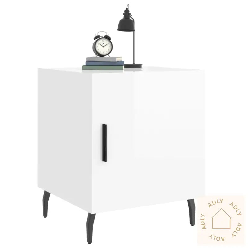 Nattbord Høyglans Hvit 40X40X50 Cm Konstruert Tre