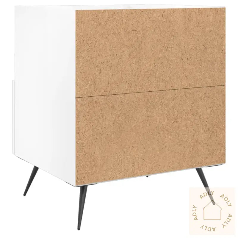 Nattbord 2 Stk Høyglans Hvit 40X35X47,5 Cm Konstruert Tre