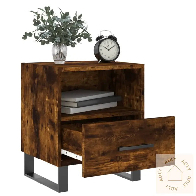 Nattbord 2 Stk Røkt Eik 40X35X47,5 Cm Konstruert Tre