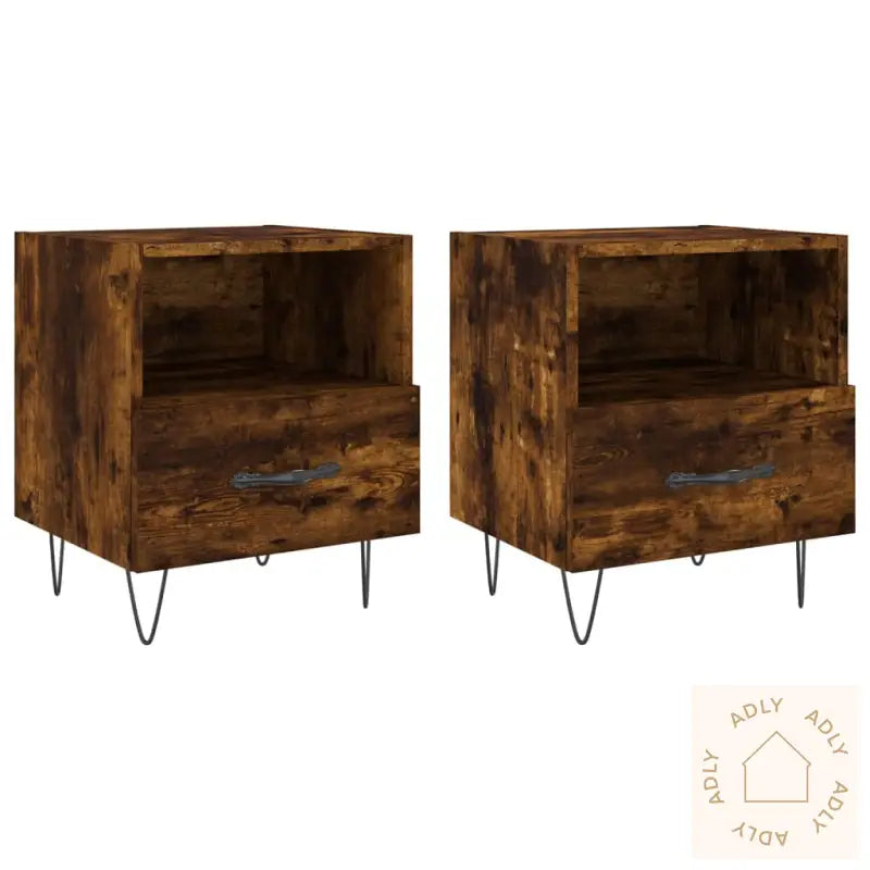 Nattbord 2 Stk Røkt Eik 40X35X47,5 Cm Konstruert Tre
