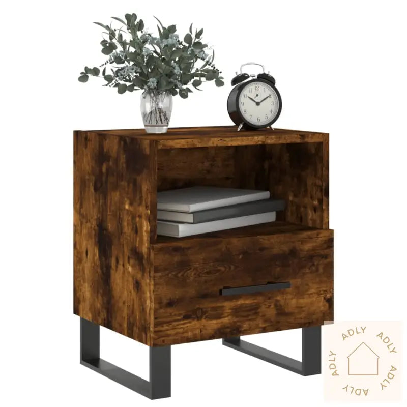 Nattbord 2 Stk Røkt Eik 40X35X47,5 Cm Konstruert Tre
