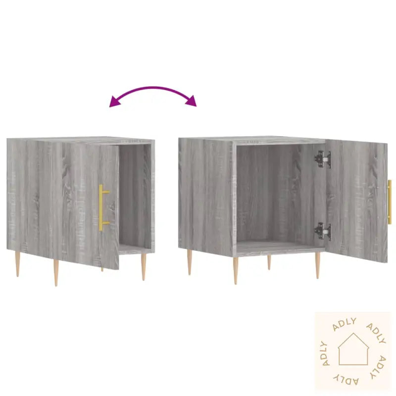 Nattbord 2 Stk Grå Sonoma 40X40X50 Cm Konstruert Tre