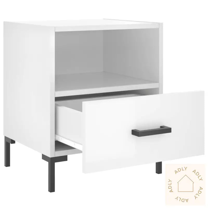 Nattbord 2 Stk Høyglans Hvit 40X35X47,5 Cm Konstruert Tre