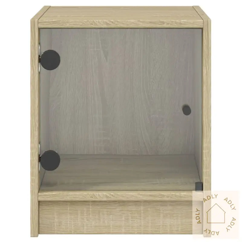 Nattbord Med Glassdører 2 Stk Sonoma Eik 35X37X42 Cm