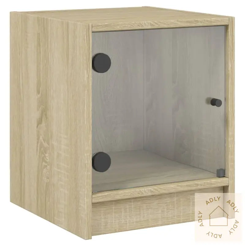 Nattbord Med Glassdører 2 Stk Sonoma Eik 35X37X42 Cm