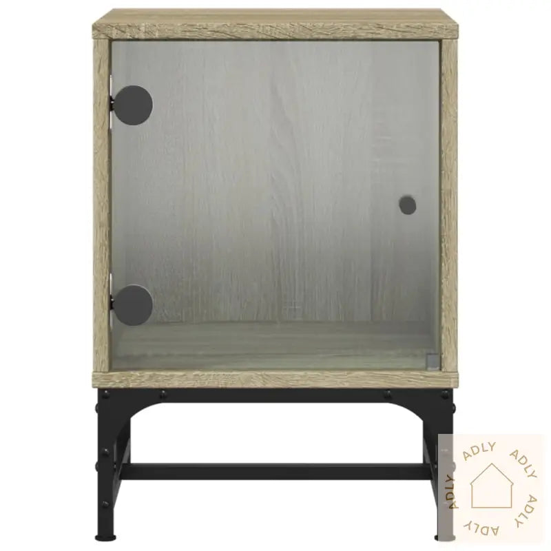 Nattbord Med Glassdører 2 Stk Sonoma Eik 35X37X50 Cm