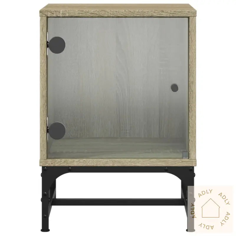 Nattbord Med Glassdører 2 Stk Sonoma Eik 35X37X50 Cm